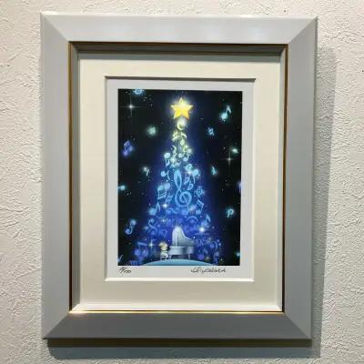 版画 インチ版画「クリスマスミュージックツリー」 版画 箱入り かわいい 有限会社SOCKS 版画 絵画 ギフト プレゼント 版画 贈答品 お礼の品 版画 F-62