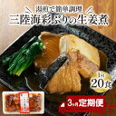 【ふるさと納税】 【 定期便 3ヶ月 】 ぶり 生姜煮 計60パック ( 20パック × 3回 ) ブリ 鰤 惣菜 常備食 常温保存可能 電子レンジ 簡単調理 レトルト 常温 三陸海彩 簡単調理のお惣菜