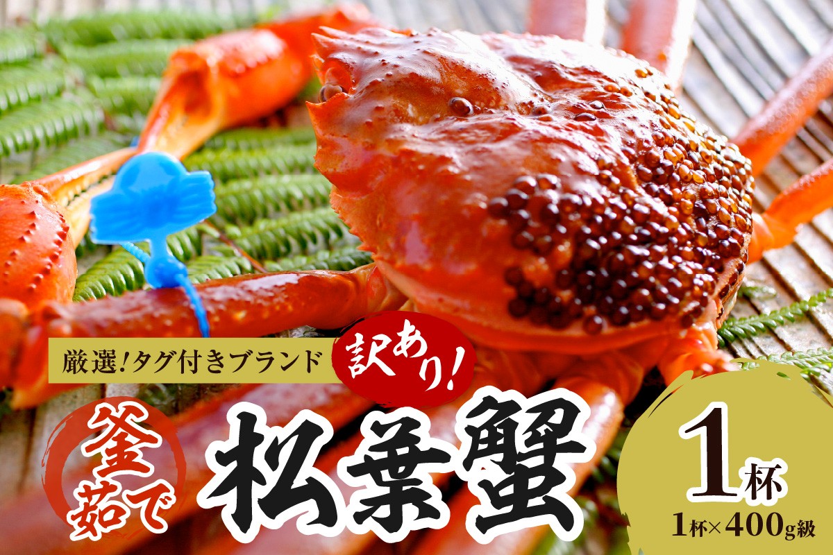 
            【訳あり！！タグ付きブランド】茹で松葉かに 鮮度抜群、釜茹でにてお届け！！ 400g級（足1本落ち）×1杯　YK00498
          