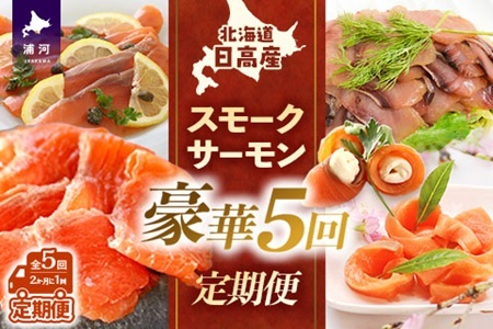 【大容量よくばり定期便】北海道日高産 スモークサーモン豪華5回お届けセット[15-1532]