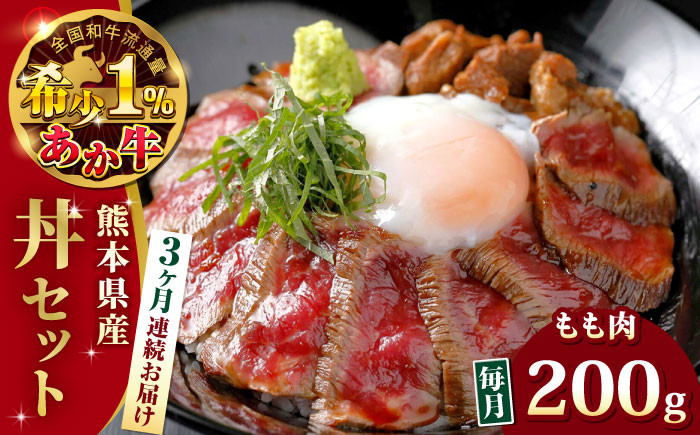 
            【全3回定期便】熊本県産 あか牛 あか牛丼セット モモ 200g 冷凍 専用タレ付き あか牛のたれ付き 熊本和牛【有限会社 三協畜産】[YCG055]
          