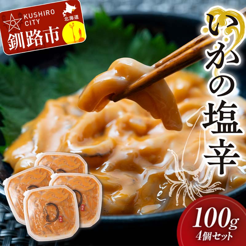 【ふるさと納税】いかの塩辛 100g 4個セット 手作り イカ いか 塩辛 手づくり 小分け 冷凍 海産物 イカの塩辛 ご飯 おかず おつまみ 酒の肴 酒 F4F-5084