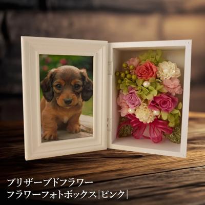 ふるさと納税 恵庭市 プリザーブドフラワー　フラワーフォトボックス(ピンク)【14000502】