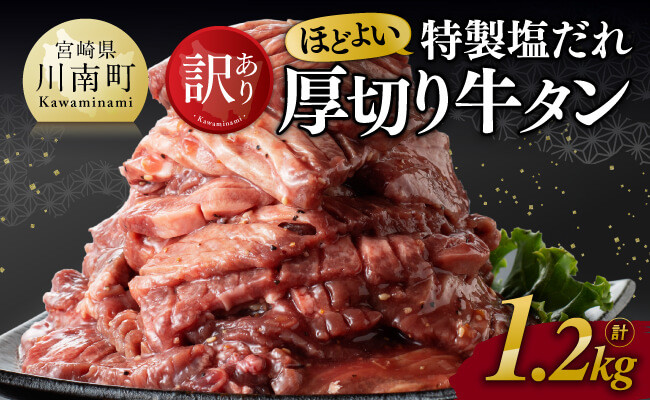 
            【訳あり】特製塩だれ！ほどよい厚切り牛タン1.2kg【 訳あり わけあり ワケアリ 肉 牛肉 牛たん ぎゅうたん 塩ダレ たん タン 厚切り 味付き 焼くだけ おかず 簡単調理 BBQ 焼肉 焼き肉 】
          