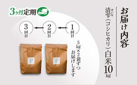＜3ヶ月定期便＞＜令和7年産＞ 京都夜久野産 清雫(せいな) コシヒカリ 白米 (10kg×3回) ふるさと納税 福知山市 令和7年度産 先行 定期便 選べる 容量 回数 白米 精米 夜久野 京都 【