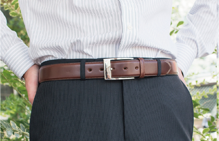 【スピード発送】本革ビジネスベルト35mm幅 ダークブラウン