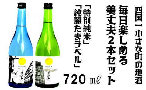 【四国一小さなまちの地酒】美丈夫　毎日楽しめる720ml×2本セット（純米吟醸 純麗たまラベル・特別純米酒）