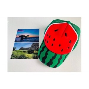 グイグイきてるSNS映え間違いなし!スイカキャップ＆ポストカード【1340671】