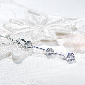 ネックレス プラチナ PT900 ダイヤモンド 0.11ct 3連 ハート ペンダント レディース 可愛い 揺れる 縦長ライン ジュエリー【f278-pt】 ALPAZ149