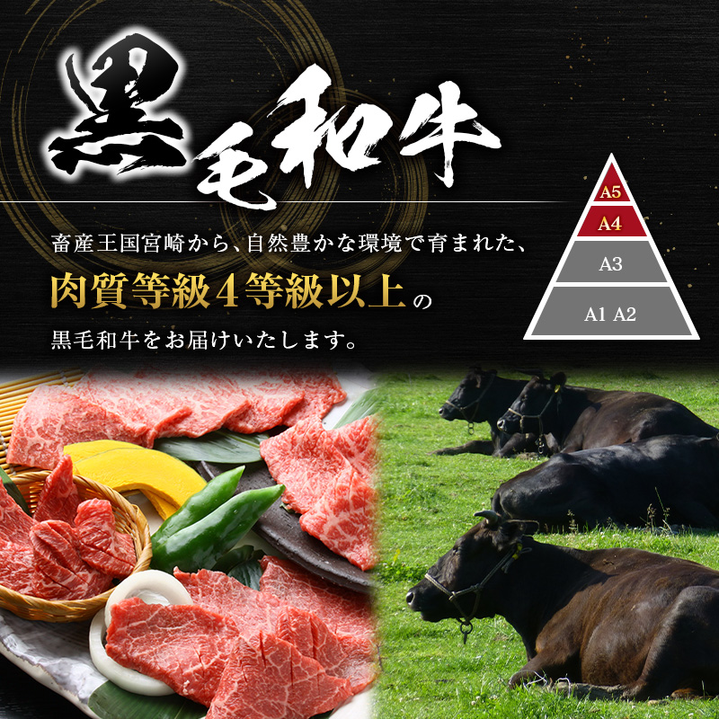 ＜肉質等級4等級以上＞黒毛和牛 霜降り 焼肉 計500g 牛肉 BBQ 国産 宮崎県産【B651-25】_イメージ5