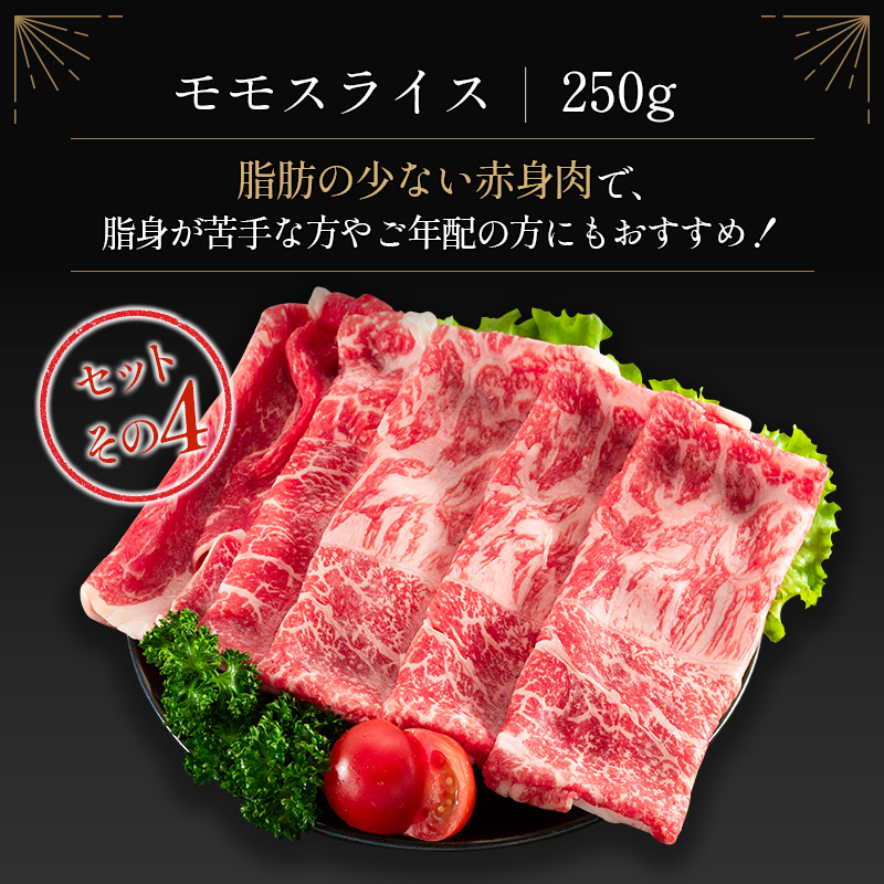 ＜肉質等級4等級＞宮崎牛 4種 食べ比べ スライス セット（各250g×4パック）合計1kg 国産 肉 牛肉 ご飯 おかず【D118-2502】_イメージ5