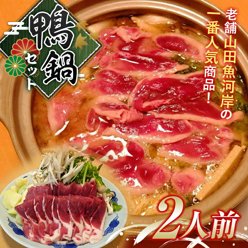 【ふるさと納税】 山田魚河岸の鴨鍋セット（二人前） 肉 鴨肉 三陸山田 鍋セット 鍋 なべ セット 詰め合わせ 詰合せ 食品 【沖縄県・離島配送不可】【配送日指定不可】 YD-744