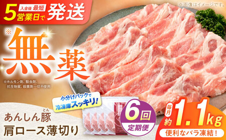 【6回定期便】《バラ凍結》豚肉肩ローススライス 計1.1kg 藤井ファーム[AWAF047]