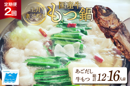 もつ鍋 あごだし セット 6～8人前 2回 定期便 総計 12～16人前 [Vive la vie! 長崎県 平戸市 hr42bgy420509]