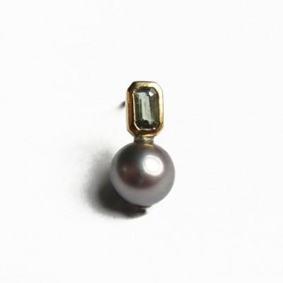 ふるさと納税 座間味村 kerama pearl × green sapphire earring 1 / K18 (片耳) |  | 01