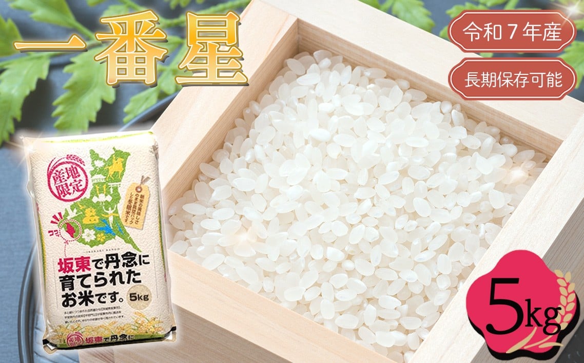 
                  「令和7年産米」一番星　5kg【長期保存可能！】 ／ 令和7年 新米 米 お米 こめ コメ 精米 白米 ご飯 国産米 5kg 5キロ 一番星 大粒 甘み 真空 真空パック 長期保存 備蓄 買い置き 年中新米 おすすめ 人気 おいしい お取り寄せ 産地直送 産直 坂東市産 茨城県産 茨城産 茨城県 特産品 No.761
                
