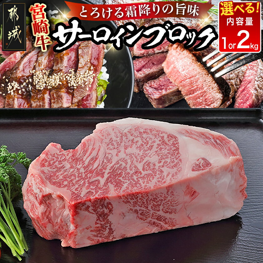 【ふるさと納税】【内容量が選べる！】都城産宮崎牛サーロインブロック - ブロック肉 選べる内容量 1kg/2kg 肉のながやま 自社飼育 牛肉 ステーキ ブランド牛 サーロインステーキ お歳暮 年内お届け 送料無料 SKU-2501 【宮崎県都城市は2年連続ふるさと納税日本一！】