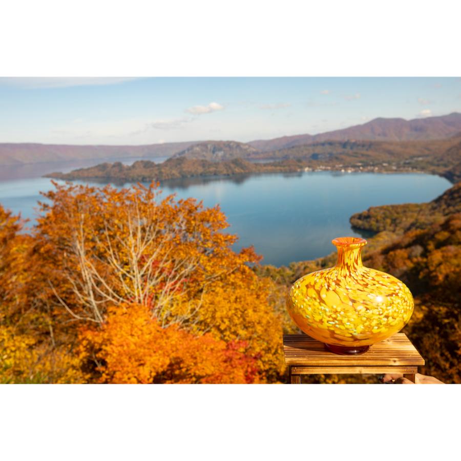 ＜津軽びいどろ＞十和田紅葉 花器（大）