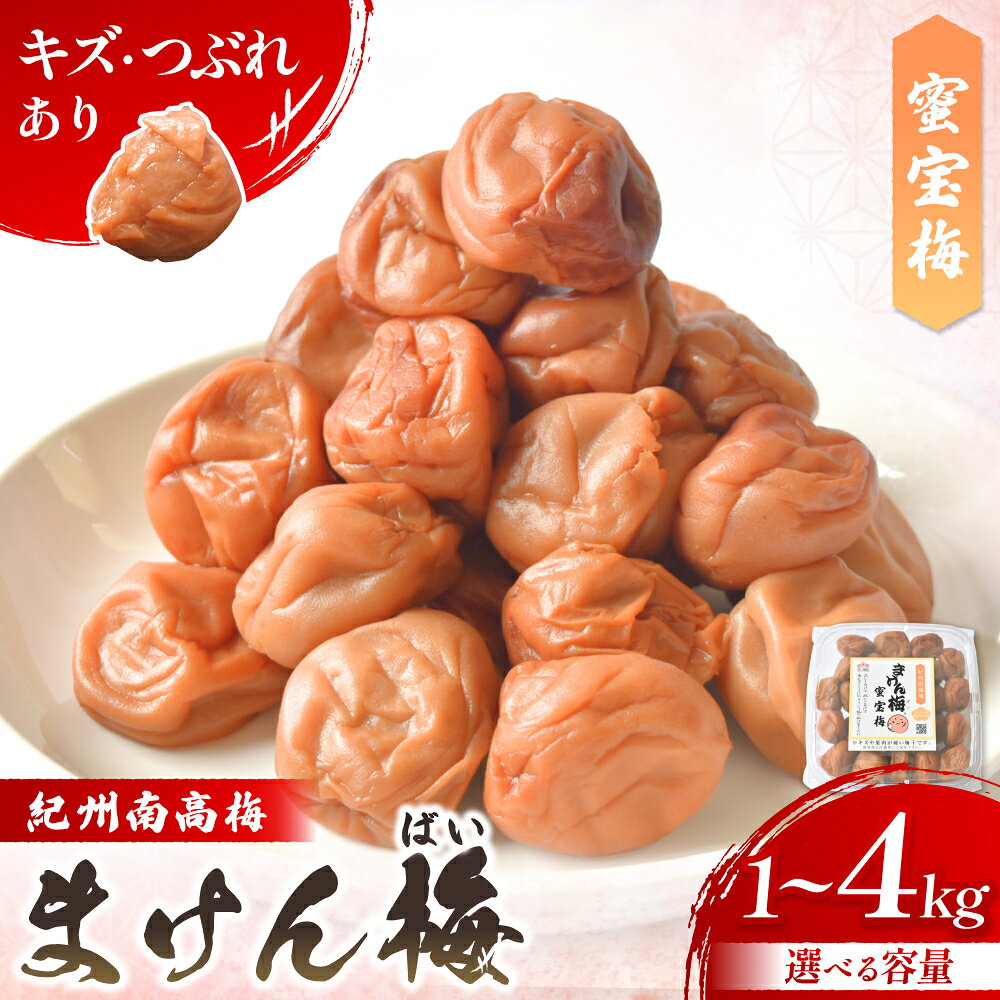 【ふるさと納税】訳あり梅干し まけん梅 蜜宝梅 1kg～4kg ( 1パックあたり500g ) | 梅干し はちみつ はちみつ梅 甘口 わけあり 和歌山 みなべ町