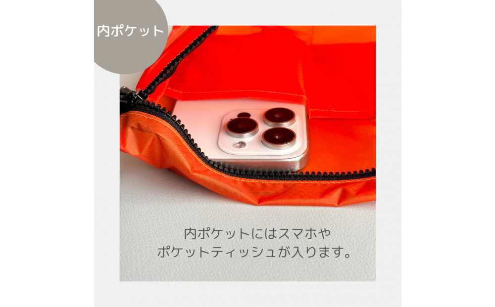 【オレンジ】雨の日にも！ポケット付き軽量ナイロンショルダーバッグ　サコッシュ　撥水ポシェット
