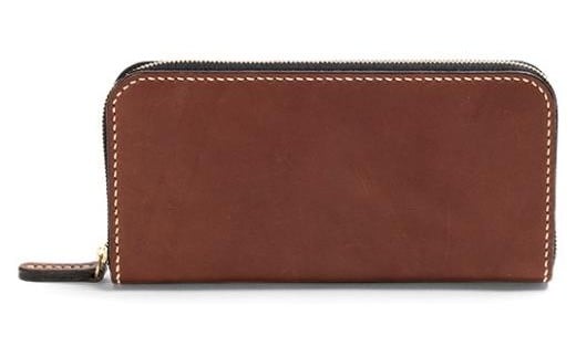 栃木レザー使用｜滑らか本革Lジップ長財布｜Round zip wallet 01｜チョコ｜minca（全7色）