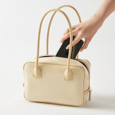 ふるさと納税 御代田町 【濱野皮革工藝のセレブミニボストンバッグ】華やかなかわいらしいボストンバッグです。(クリーム)