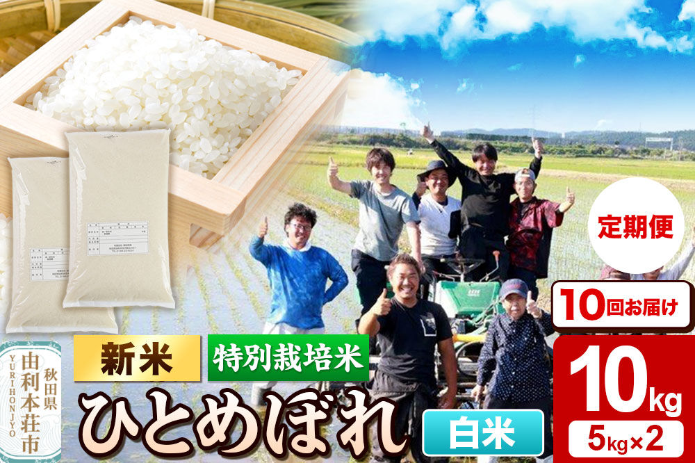 ＜令和8年産 新米＞《定期便10ヶ月》【白米】特別栽培米 ひとめぼれ 10kg（5kg×2袋）秋田県産 [ひとめぼれ 新米 米 お米 白米 精米 特別栽培米 ブランド米 食卓 おにぎり 秋田県産 秋田