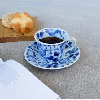 有田焼 辻が花コーヒーカップ＆ソーサー【山口洋一工房】食器 器 うつわ カップ＆ソーサー マグカップ カップ コーヒーカップ ソーサー コーヒーカップ＆ソーサー 染付 手描き 手作り ギフトセット 贈