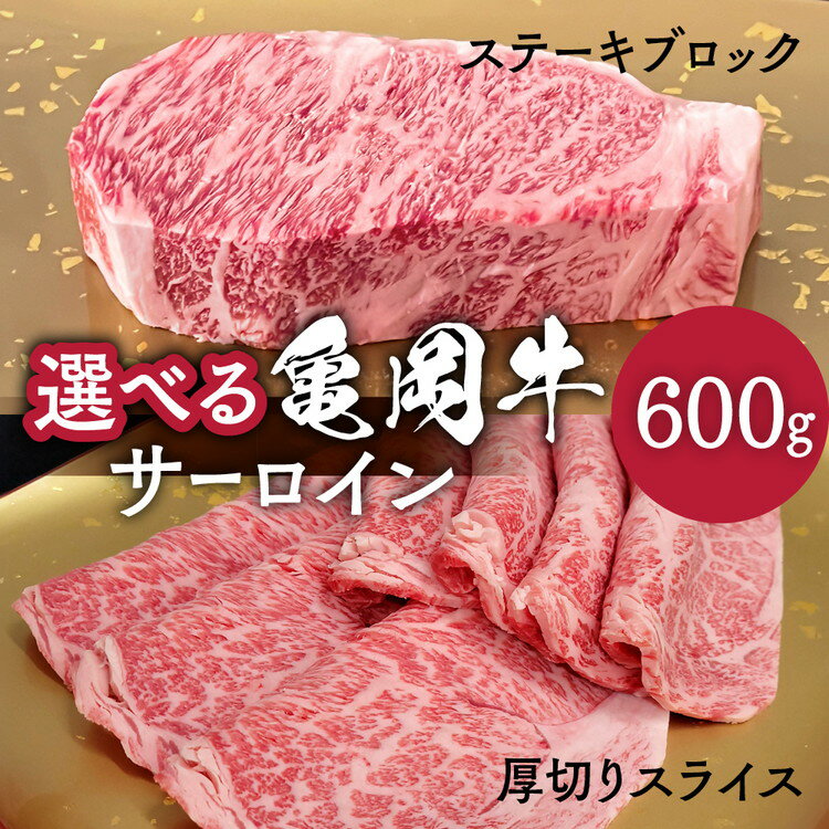 【ふるさと納税】＼選べる内容／ 亀岡牛 サーロイン ブロック・厚切りサーロインスライス 600g 超厚切り≪焼肉 焼き肉 やきにく ステーキ サイコロステーキ 国産 希少 牛肉 京都府産 黒毛和牛 和牛 冷凍 送料無料 ふるさと納税≫