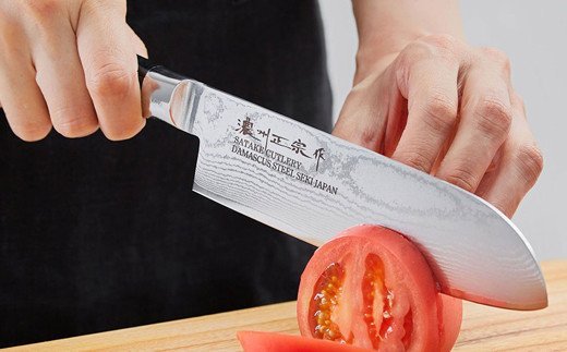 H30-37 濃州正宗作 ダマスカス三徳包丁 シェフタイプ