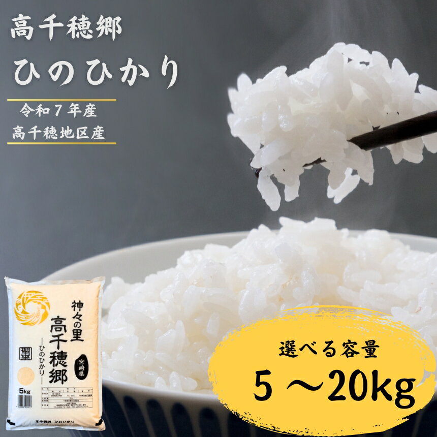 【ふるさと納税】高千穂郷 ひのひかり 令和7年産 選べる 容量 ! 5kg ～ 20kg | お米 米 こめ ヒノヒカリ 白米 九州 小分け ブランド米 コメ 単一米 人気 5kg 10kg 20kg 宮崎県 五ヶ瀬町