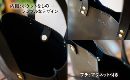 手縫いのmini トート ( ブラック / キャメル ) 糸島市 / BLESS 鞄 レザー トートバッグ かばん 革製品 革 プルアップレザー メンズ レディース ブラック ブラウン [AAA023