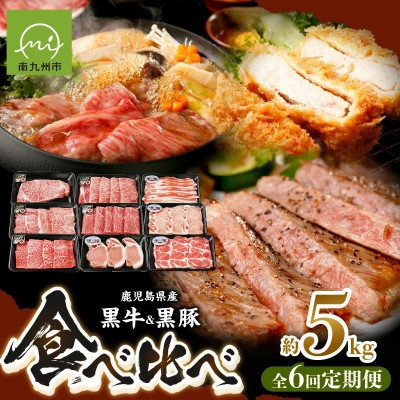 
                  ＜発送月固定定期便＞鹿児島黒牛・黒豚食べ比べ定期便(南九州市)全6回【4088658】
                