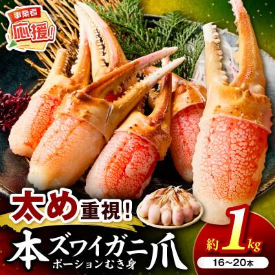 ふるさと納税 泉南市 生ズワイ蟹爪 生食可 総重量約1kg(解凍後約800g) 16-20本 ふるさと納税3.0