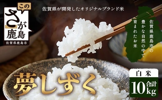 【鹿島市産】＼生産者直送／ 夢しずく 白米10kg　夢しずく 佐賀県産夢しずく 佐賀県鹿島市 お米 米 精米 玄米 ふるさと納税 お米 ご家庭用米 主食ギフト 美味しいお米 お取り寄せ 贈答用米 食卓応援　D-248