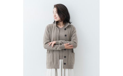 スタンドカラージャケット(コルク) 女性用サイズ:L(40) ≪白田のカシミヤ≫