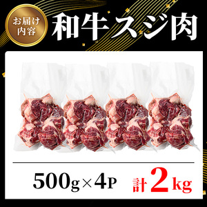 鹿児島県産和牛スジ肉 計2kg(500g×4パック) 黒毛和牛 牛肉 スジ【ビーフ倉薗】A522