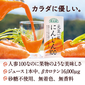 [定期便／3ヶ月] 果汁100% 元気一杯 にんじん100 195g×15本×3回 (計45本) 順造選｜無添加 無塩 健康 人参 ジュース ドリンク カロテン 長期保存 [0462]