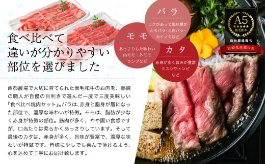 【最高品質のA5等級 西都和牛】黒毛和牛食べ比べスライスセット すき焼き 焼きしゃぶ600g （200ｇ×3）小分け 宮崎県産＜1.3-8＞【カミチクファーム】牛肉 