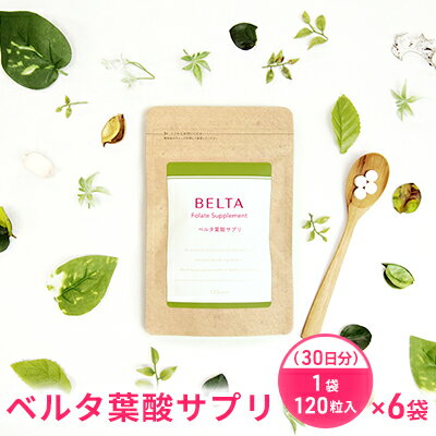 【ふるさと納税】ベルタ葉酸サプリ 1袋 120粒入（30日分）×6袋　 加工食品 鉄分 亜鉛 ビタミン カルシウム 野菜 ミネラル アミノ酸 美容成分 無添加 バランス