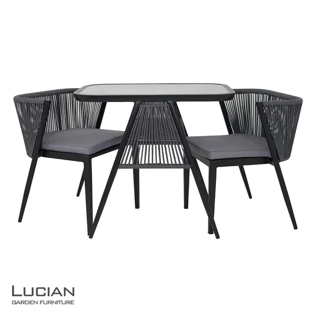 インテリア LUCIAN アルミテーブルガーデン3点セット　ブラック  ／ ガーデンチェア 屋外用 屋外家具【cstk0027】