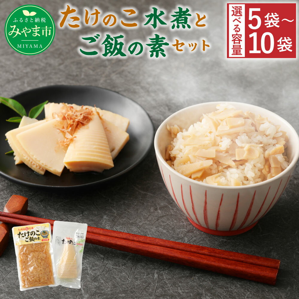 【ふるさと納税】＜選べる＞たけのこ組合セット 合計5～10袋 （筍水煮2～4パック ご飯の素3～6パック） 筍 タケノコ 国産筍使用 保存食 備蓄 おかず 和食 惣菜 加工食品 パック 国産 A38 B14 送料無料