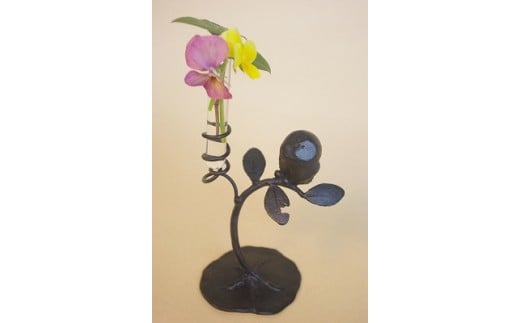 鉄工芸品 ふくろう君のいちりんざし 手作り 鉄製 白川町 / 鉄の造形工房のぶアート＆クラフト [AWAU003]