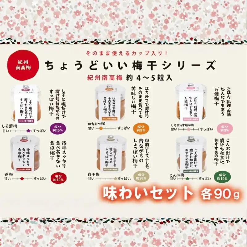 ちょうどいい梅干セット 【味わいセット】各90ｇ×6種 （約4～5粒入） iwasho017A【iwasho017A】
