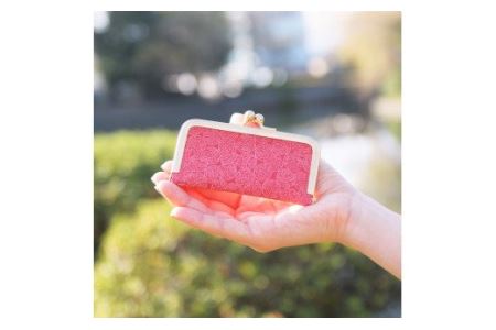 伊予小紋いちよう　がま口小物入れ （ 手毬 ）｜ ハンドメイド 手仕事 反物