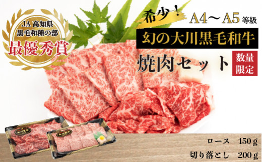 
肉 牛肉 国産 黒毛 和牛 ロース 150g 切り落とし 200g 焼肉 希少 幻の大川黒毛和牛 高知県 須崎市
