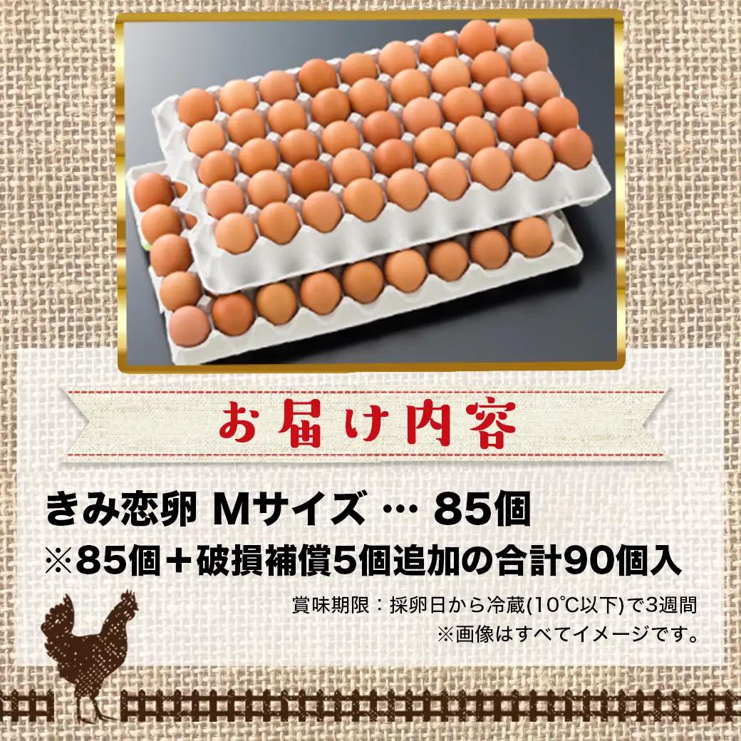 新鮮赤卵「きみ恋卵」85個_13E-29-011-85_(都城市) 赤卵 きみ恋卵 Ｍサイズ 85個 90個 卵かけご飯 ゆで卵 お菓子作り