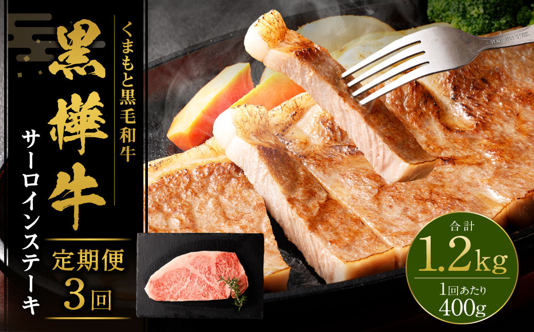 
                  【3回定期便】 黒樺牛 サーロインステーキ 400g （200g×2） 計1200g 黒毛和牛 霜降り肉 ステーキ肉 冷凍
                
