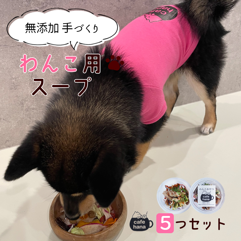 cafe hana 無添加 手作り わんこ用スープ 5袋 セット ： 愛犬への贈り物 ご飯 ペットフード ドッグフード ワンちゃん 舞鶴 京都 愛犬 dog 犬 犬用