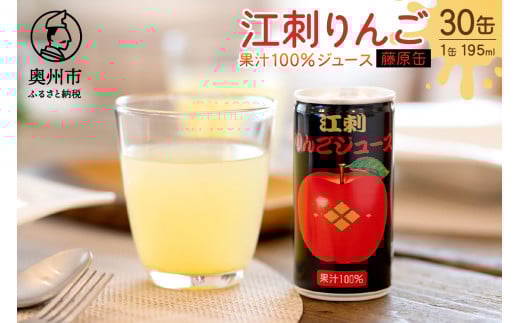 江刺りんごジュース 藤原缶 195ml×30缶 江刺産 ジョナゴールド・サンふじ使用 ストレート果汁100％ 飲料 果実飲料 リンゴジュース 林檎 奥州藤原氏 「炎立つ」 記念 企画 岩手 [A0047]